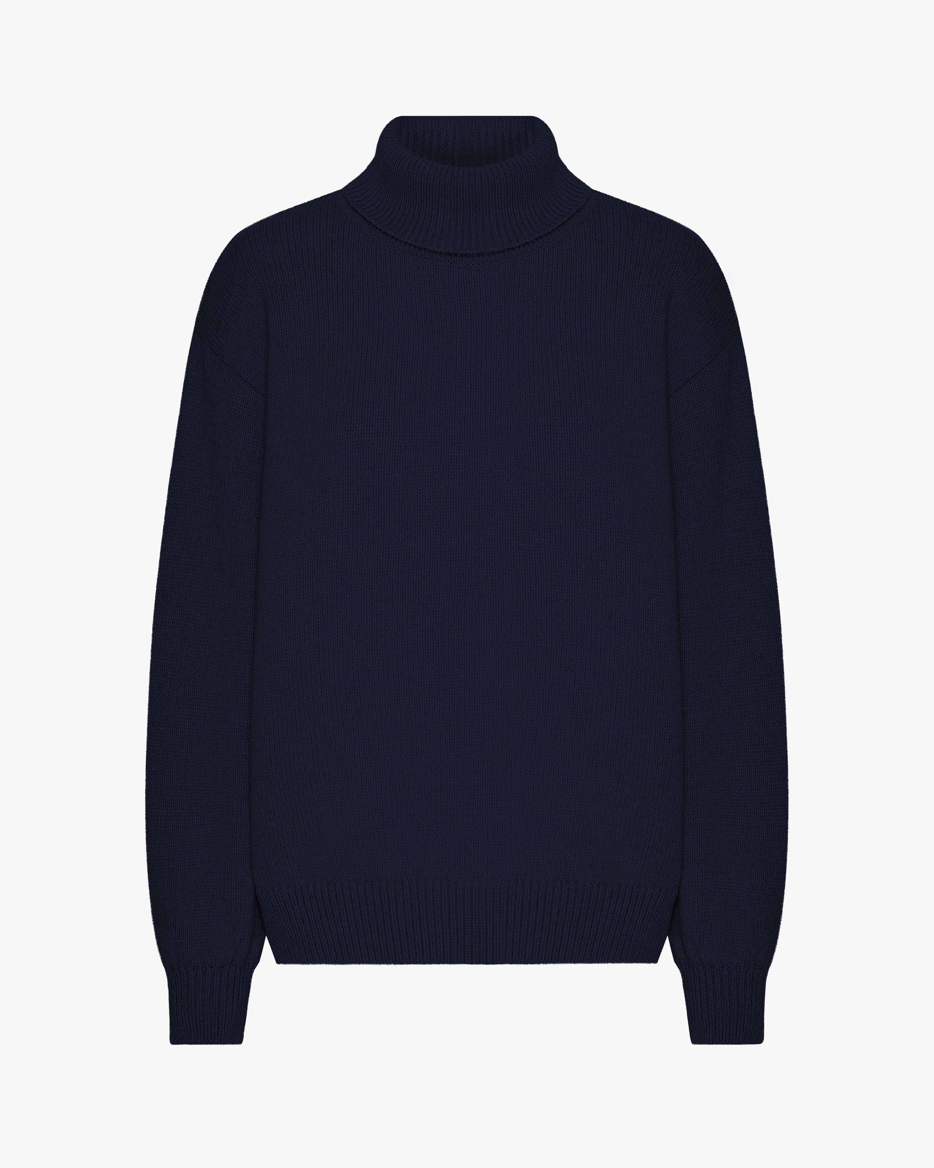 Merino Wool Turtleneck - Navy Blue